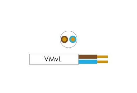 Kabel H05VV-F VMVL rond 2x1qmm wit